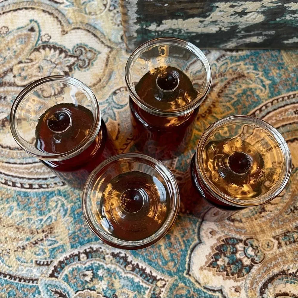 Ruby Red Glass Cordial Tumblers Set of 4 Clear Heavy Bases